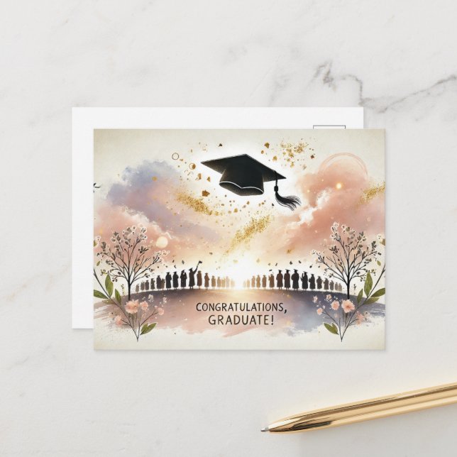 Postal Cartão de agradecimento de formatura (Frente/Verso In Situ)