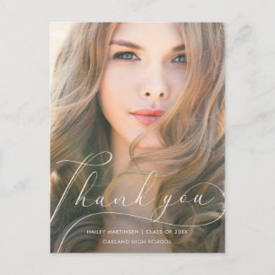 Postal Cartão de agradecimento de formatura com foto em l