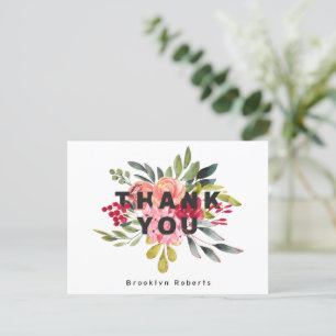 Postal Cartão de agradecimento de formatura floral capric
