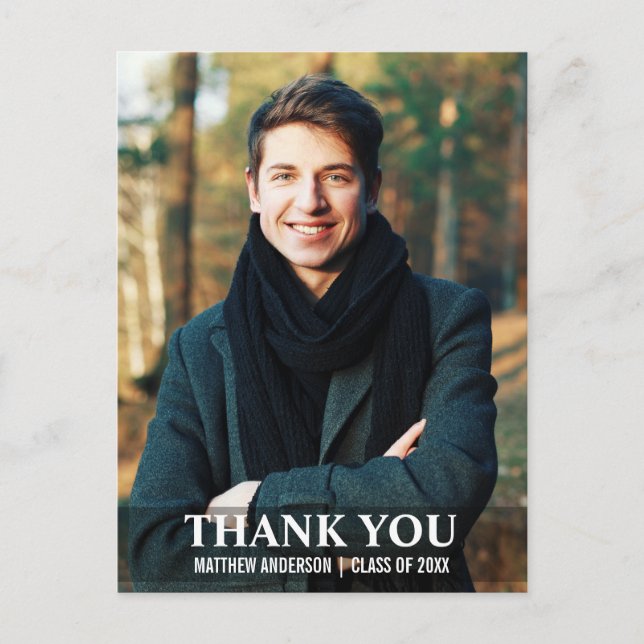 Postal Cartão de agradecimento de formatura moderno L W (Frente)