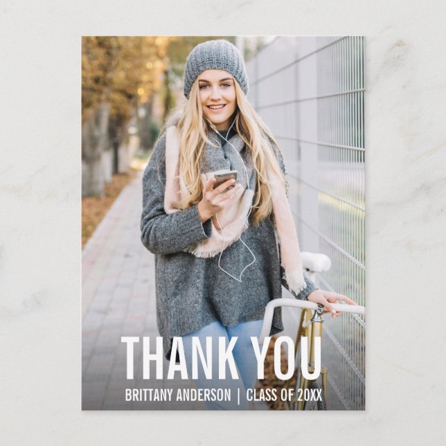 Postal Cartão de agradecimento de formatura moderno WBB (Frente)