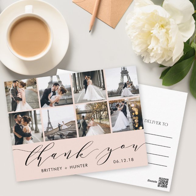 Postal Cartão de agradecimento de foto com caligrafia ros (Criador carregado)