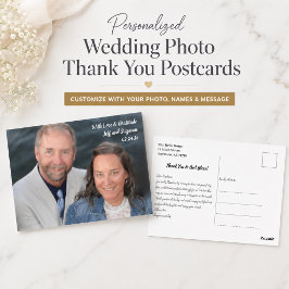 Postal Cartão de Agradecimento de Foto de Casamento Amor 
