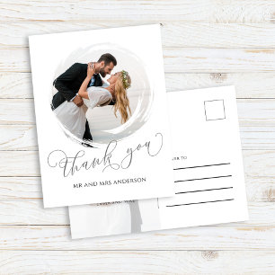 Postal Cartão de Agradecimento de Foto de Casamento com R