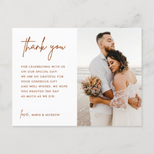 Postal Cartão de agradecimento de foto de casamento terro