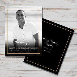Postal Cartão de agradecimento de foto preto e branco ele