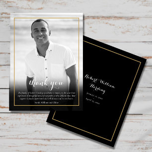 Postal Cartão de agradecimento de foto preto e branco ele