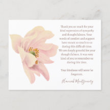 Cartão de agradecimento de funeral de Anêmona Rosa