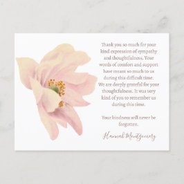 Postal Cartão de agradecimento de funeral de Anêmona Rosa