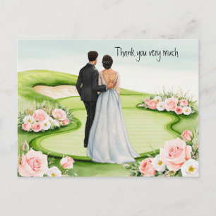 Postal Cartão de agradecimento de golfe casamento com noi