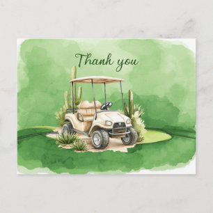Postal Cartão de agradecimento de golfe com aquarela de c