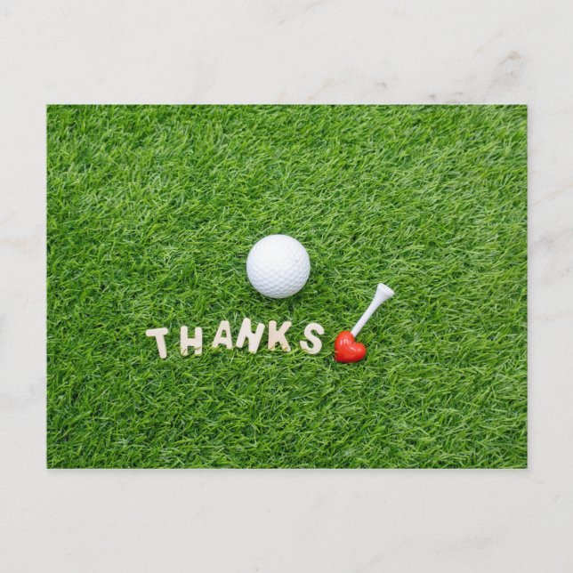 Postal Cartão de agradecimento de golfe com bola de golfe (Frente)