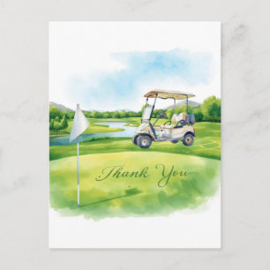Postal Cartão de agradecimento de golfe curso de golfe aq