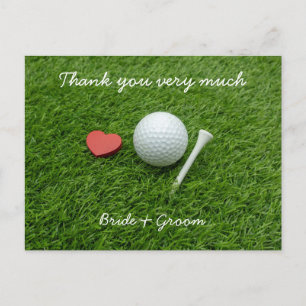 Postal Cartão de agradecimento de golfe para casamento de