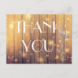 Postal Cartão de agradecimento de madeira rústica cor lav