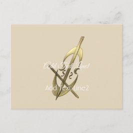 Postal Cartão de Agradecimento de Música de Cello Dourado