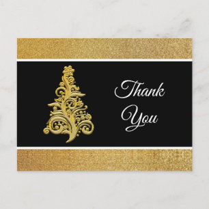 Postal Cartão de Agradecimento de Natal Elegante com Bril