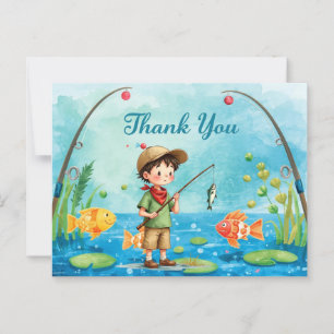 Postal Cartão de Agradecimento de Pesca com Menino Pescan