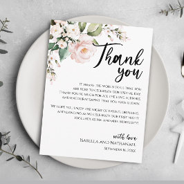 Postal Cartão de Agradecimento de Recepção Floral Rosa Co