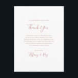 Postal Cartão de Agradecimento de Recepção Simples e Eleg<br><div class="desc">Este cartão de agradecimento de recepção simples e elegante em dourado rosa é perfeito para o seu casamento clássico moderno minimalista em dourado rosa. O design apresenta uma fonte clássica vintage minimal chic contemporânea em dourado rosa e caligrafia formal delicada e romântica. É excelente para casamentos de luxo na primavera,...</div>