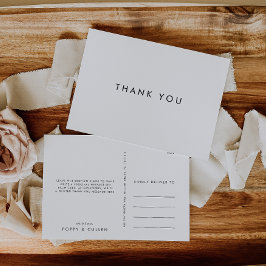 Postal Cartão de Agradecimento de Tipografia Chic