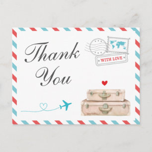 Postal Cartão de Agradecimento de Viagem, Casamento de Av