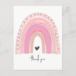 Postal Cartão de agradecimento do arco-íris pastel rosa
