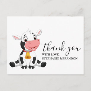 Postal Cartão de Agradecimento do Bebê Vaca Fofo