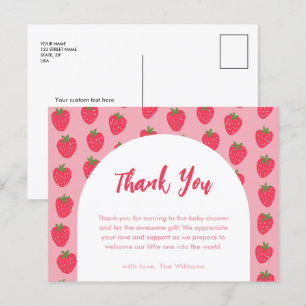 Postal Cartão de Agradecimento do Chá de Bebê de Morango