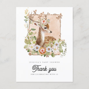 Postal Cartão de Agradecimento do Chá de Bebê do Woodland