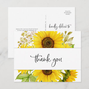 Postal Cartão de agradecimento do girassol do país