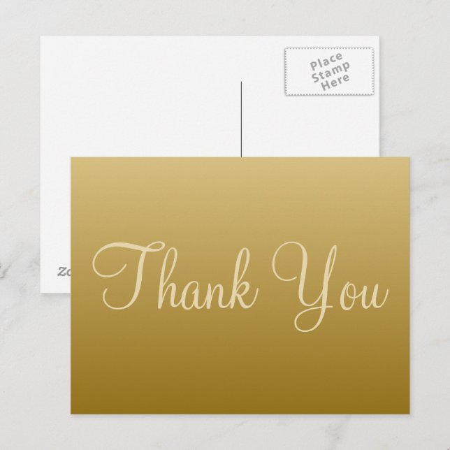 Postal Cartão de Agradecimento Dourado (Frente/Verso)