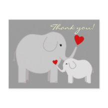 Cartão de agradecimento Elefantes em Cinza