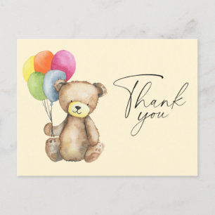 Postal Cartão de agradecimento elegante Urso Aquarela