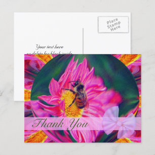 Postal Cartão de Agradecimento Floral Abstrato Abelha em
