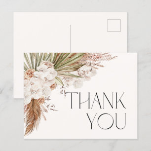 Postal Cartão de Agradecimento Floral e Penas Boêmio