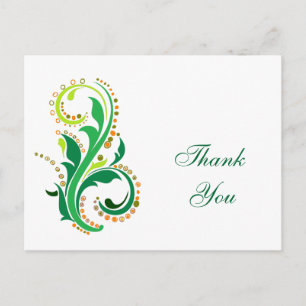 Postal Cartão de agradecimento. Floral espiral