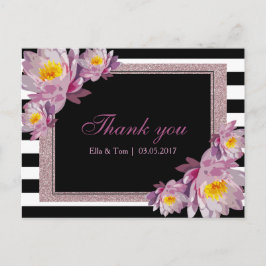 Postal Cartão de agradecimento floral rosa