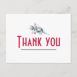 Postal Cartão de Agradecimento Floral Vermelho e Branco M