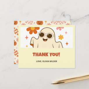Postal Cartão de Agradecimento Groovy Retro Halloween Fan