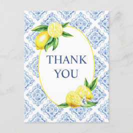 Postal Cartão de Agradecimento Italiano de Azulejo Azul L