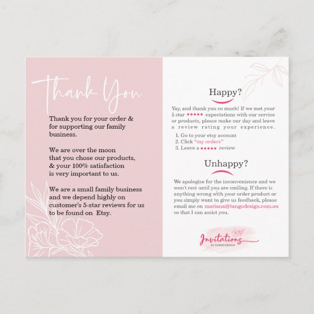 Postal Cartão de agradecimento nas redes sociais. Avaliaç (Frente)