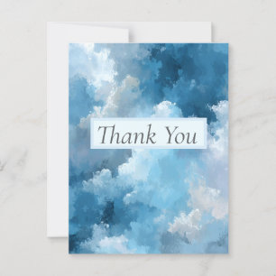 Postal Cartão de Agradecimento Nuvens Pintadas de Azul e