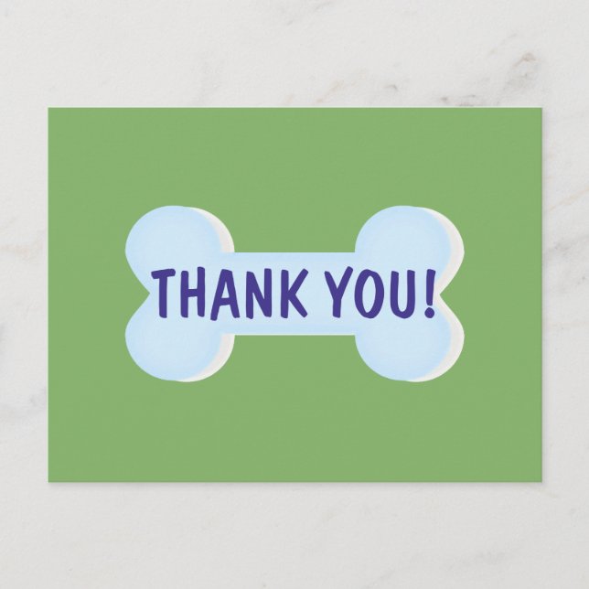 Postal Cartão de agradecimento Osso de Cachorro Azul (Frente)