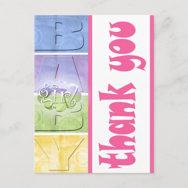 Postal Cartão de agradecimento para chá de bebê colorido (Frente)