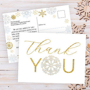 Postal Cartão de Agradecimento para Chá de Bebê Snowflake