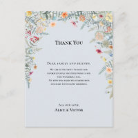 Cartão de Agradecimento para Recepção de Wildflowe