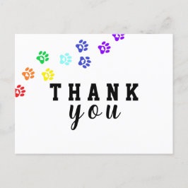 Postal Cartão de agradecimento personalizado com patas de