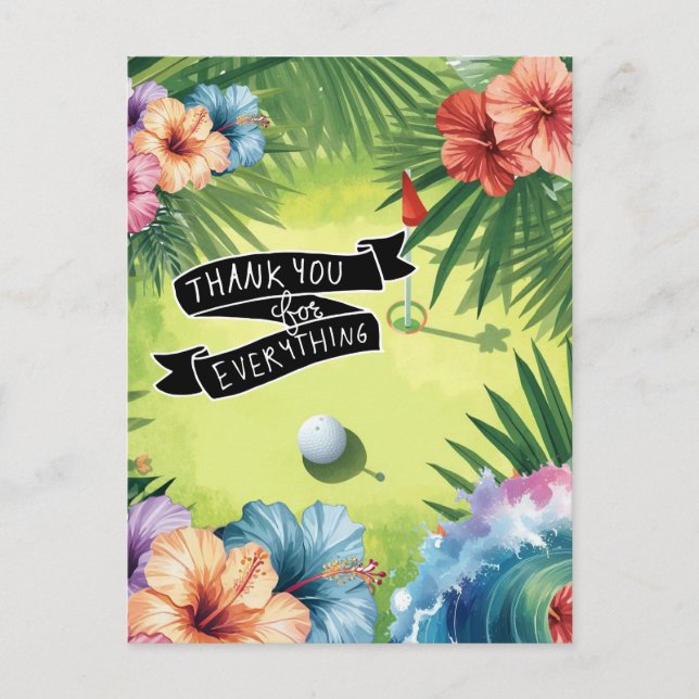 Postal Cartão de Agradecimento Plano Temático de Golfe no (Frente)