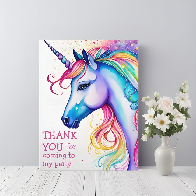 Postal Cartão de Agradecimento Postcard de Aniversário de (Gratitude and Whimsy Unite! 🦄💕)